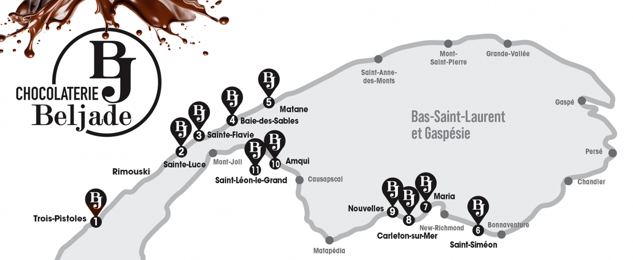 Distributeurs Chocolaterie Beljade Gaspésie