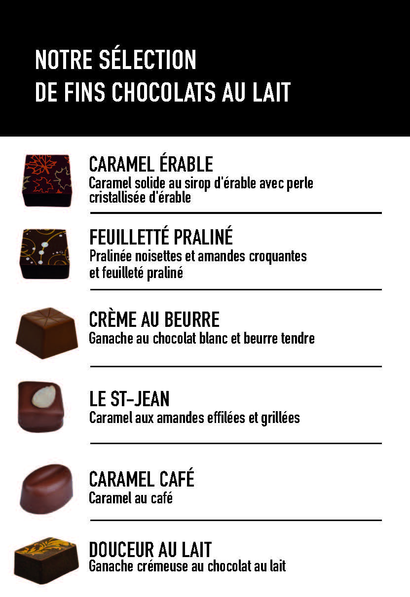 Boîte de 12 chocolats fins au lait