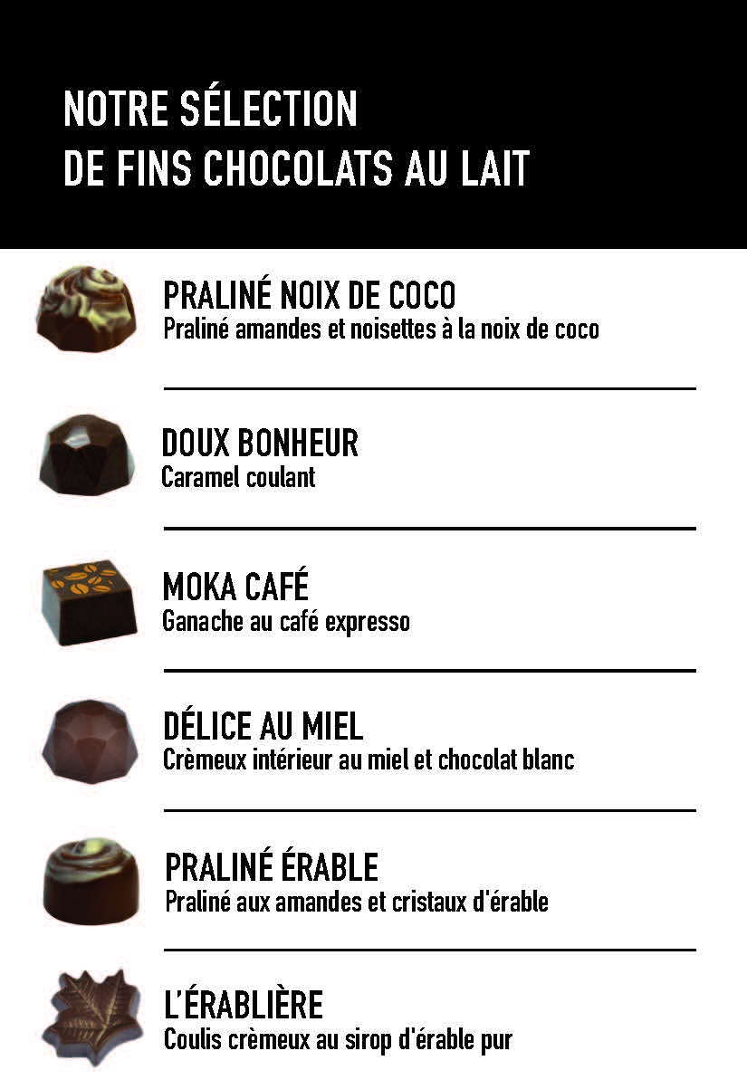 Boîte de 12 chocolats fins au lait