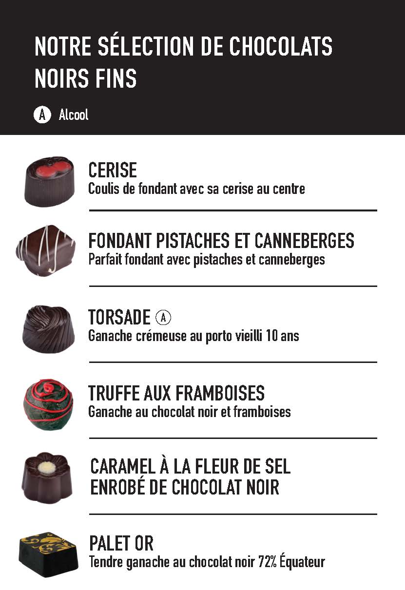 Boîte de 12 chocolats fins noirs