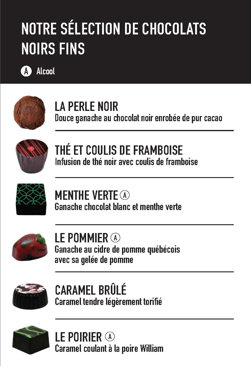 Boîte de 12 chocolats fins noirs